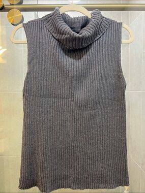 Relativity Charcoal Ribbed Sleeveless Turtleneck Sweater